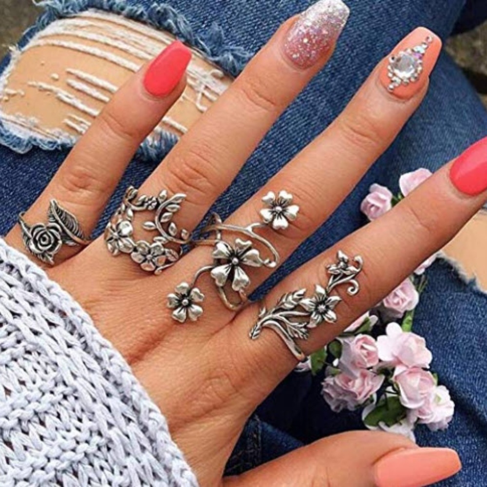 Vintage Crystal Stackable Rings Set